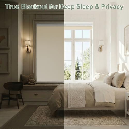 ZSHINE Motorized Blackout Roller Shades Remote Control Rechargeable(82010J)