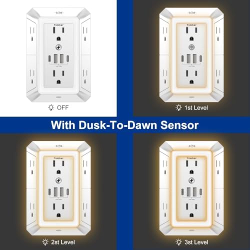 Multi Plug Wall Outlet Surge Protector with 6-Outlet & 4 USB Ports(2USB-C)