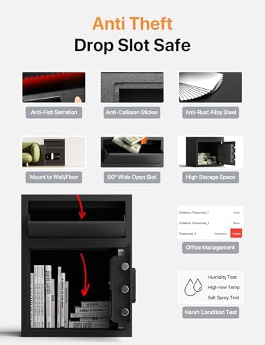 FORFEND Smart Money Safe App Alarm | Kidnap Alarm, Tamper Proof, Voice Command Depository Drop Safe Box Anti-Pry| Multi-User Cash Safe for Home Office