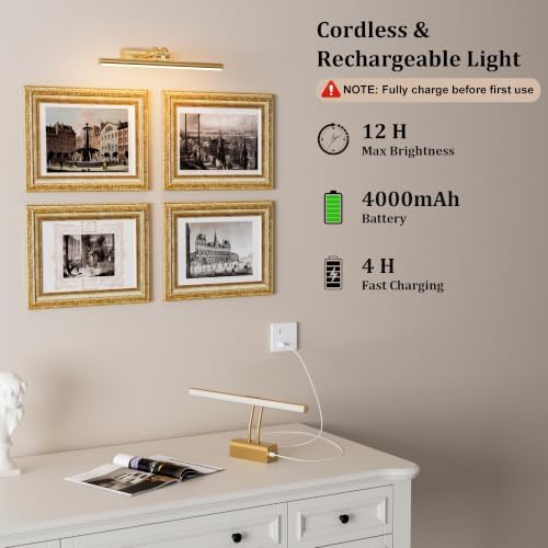 13.8'' Battery Operated Picture Light for Wall, RF Remote Control