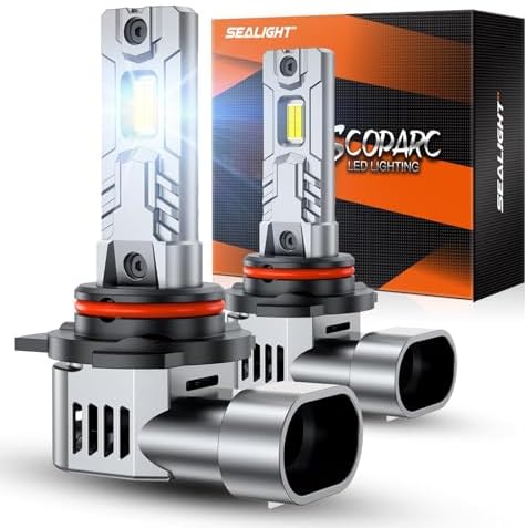SEALIGHT S2S HIR2/9012Light Bulbs, 80,000LM Super Brighter, 6500K Pure White 9012 Fog Bulbs with 25000RPM Cooling Fan, 80K+ Hours Lifespan, 2-Pack for Cars/Trucks/SUVs