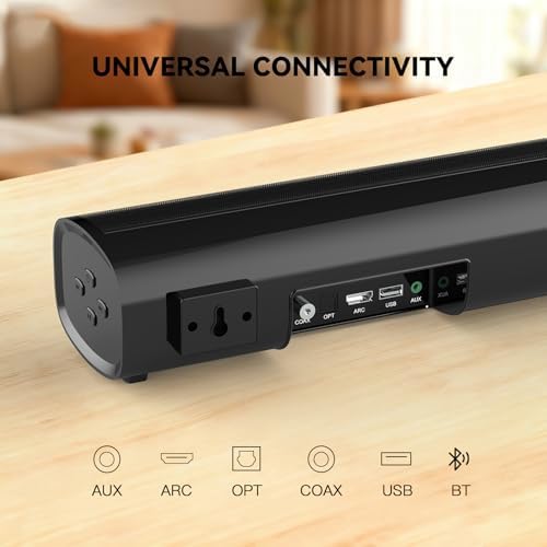HDMI Sound Bar Smart TV, Home Theater Surround Sound Bars, TV Speakers Sounds Bar Bluetooth HDMI AUX OPT COAX USB Home Audio Surrounds Sounds System For PC Projector Game Movie/Music/News, Black