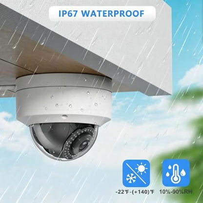 Real HD Analog 4K Outdoor Security Camera, Vandal Dome 8MP CCTV-Coax-BNC, 2.8MM Lens 65ft Night Vision, 100° Angle, 4 in 1 (TVI/CVI/AHD/CVBS) DVR Required, Not Included