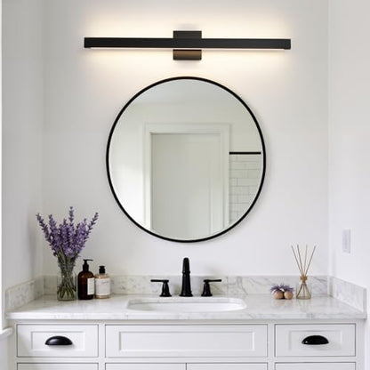 Modern Bathroom Vanity Light Black Bathroom Light Fixture Over Mirror 32 Inch 26W Dimmable 5CCT LED Vanity Light Bar for Bathroom Mirror Cabinets Bedroom