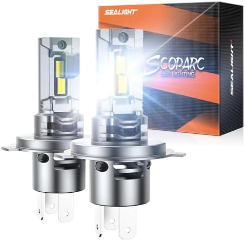 SEALIGHT H4 Bulbs, 80,000LM H4 9003 Light Bulbs with 25000RPM Cooling Fan, LED Fog Light, Plug-N-Play, Pack of 2