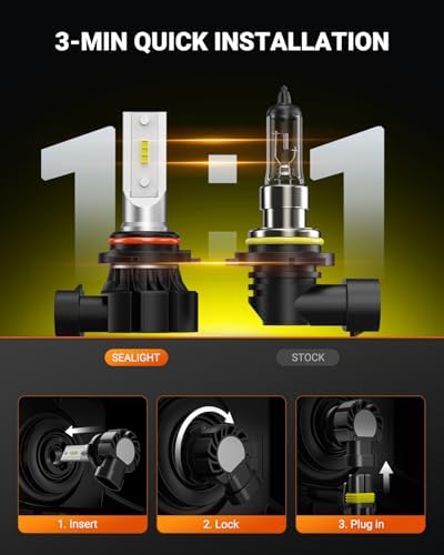 SEALIGHT 9006 LED Fog Light Bulbs Yellow, 600% Brightness 9006 HB4 LED Fog Light, 3000K Amber Strong Penetration 9006 Fog Light Led Bulb Yellow Replacement for Cars,Trucks(Pack of 2)
