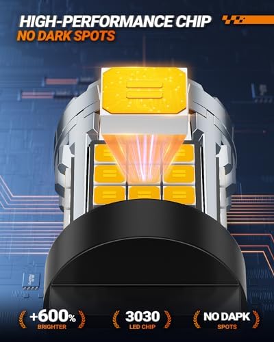 SEALIGHT Turn Signal Bulb, 3157A 3156 LED Bulbs Amber, 600% Super Bright High Power Canbus Error Free Anti Hyper Flash, 3457NA 4057 4157 for Front Rear Turn Signal Light, Blinker Marker Lights, 2 Pcs