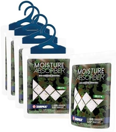Zarpax Moisture Absorbers for Gun Safe 7.5 oz/212g - Dehumidifier Prevents Corrosion - Protects Gear - Desiccant Removes Excess Moisture - Set of 5