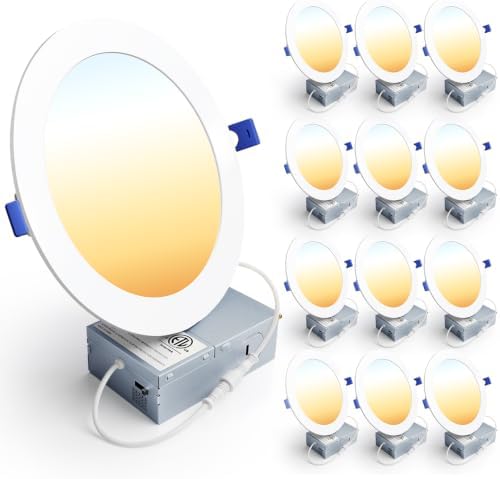 Ensenior 12 Pack 7 Inch LED Recessed Light, Canless, 5CCT Dimmable Wafer