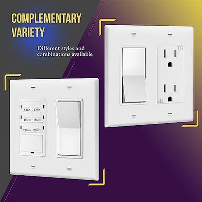 ENERLITES 2-Gang White Decorator Switch Outlet Wall Plate Cover, 10 Pack
