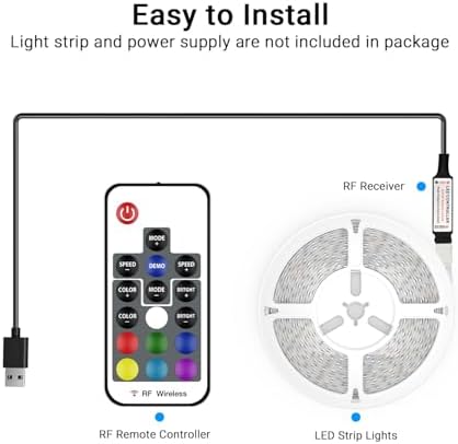 DAYBETTER RF Wireless Remote LED Controller, DC 5V to 24V for LED Strip Lights, 17 Keys Wireless Remote Control Dimmer Controller, Mini 4-Pin RF LED Controller