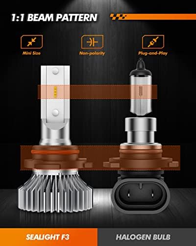 SEALIGHT H10 9145 LED Fog Light Bulbs, 400% Brightness 6000K Diamond White 9140 Fog Lights Led Bulb, Strong Penetration, Plug and Play, DRL Fog Bulb Replacement for Cars, IP67 Waterproof, Pack of 2