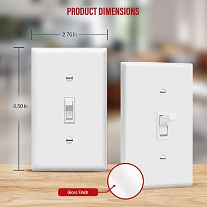 ENERLITES 10 Pack Toggle Light Switch with Wall Plate, Single Pole, White
