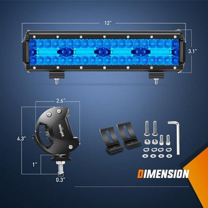 Nilight 12 Inch LED Light Bar Blue Triple Row 240W Spot Flood Combo 30000LM Driving Boat Off Road Fishing Hunting Emergency Safety Lighting for UTV Pick-up Van Tractor