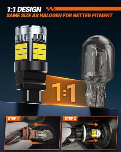 SEALIGHT 7443 7440 LED Bulbs Reverse Light, 6000K White, 600% Brighter, 7444 T20 W21W LED Lamps for Reverse Light Daytime Running Light, Tail Light (Pack of 2)