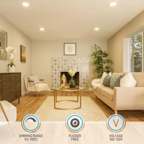 TORCHSTAR 4-Pack 6 Inch Ultra-Thin LED Recessed Light, 3000K