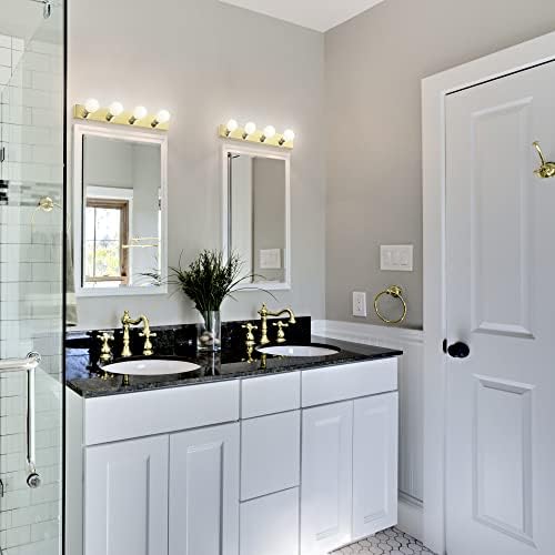 Design House 500868 4-Light Vanity Strip Light Contemporary Dimmable for Bathroom, Bedroom, Makeup Vanity, Polished Brass