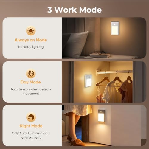 VST Motion Sensor Step Night Light, Rechargeable Battery Powered Led Light with Magnetic Suck Installation for Bedroom Hallway Stair Nursery Kids Room (2.68 inch 3000K 6Pack Silver)