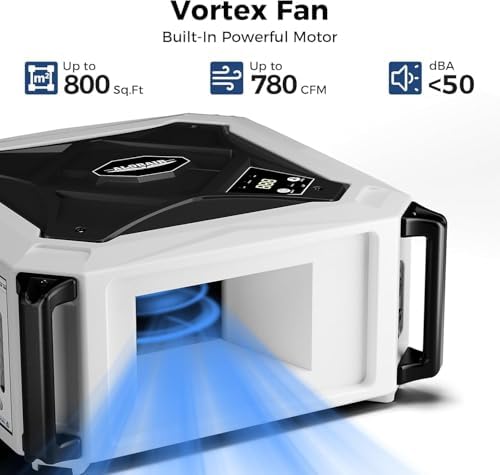 ALORAIR 2 Stage 270° Intake (580/780CFM) Air Filtration Systems Woodworking Built-In Ionizer with Remote Control & Strong Vortex Fan, Hanging Mode for Works Shop, Shop Dust Collectors, Purecare 780IG