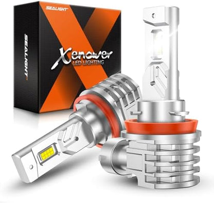 SEALIGHT H11 LED Fog Light Bulb 16000LM, 6000K White with Liquid-Cooled Copper Tube, H11/H16/H8 LED Fog Lights for Car, Trucks, Pack of 2