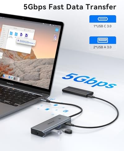 MOKiN USB C Hub for MacBook Pro/Air, Mac Dongle with USB C HDMI Adapter