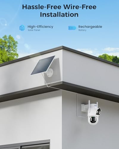Hiseeu Solar Camera Outdoor, 4MP Dual Lens, Wireless Home Security Camera