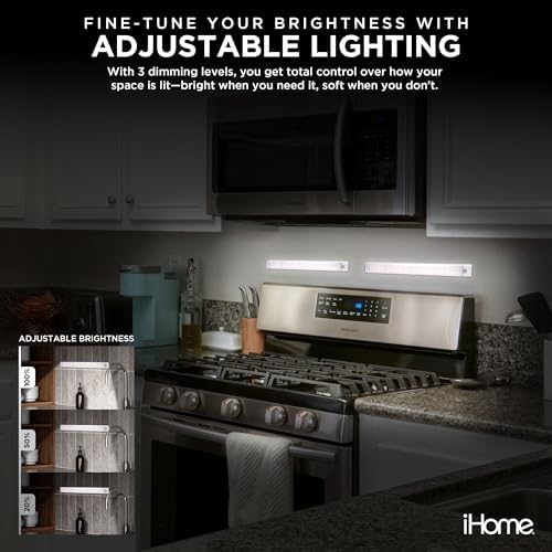 iHome Rechargeable Auto Sensing Light Bars, Motion Sensor, Dimmable, Auto/Always-On Modes, Easy Installation (5-Pack (2 Light Bars & 3 Puck))