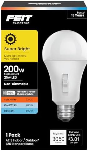Feit Electric A21 LED Light Bulb, 200W Eq, 3CCT, E26 Base