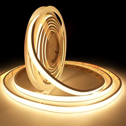 Pandery COB LED Strip Lights,2700K Warm White,24V led Light Strips Waterproof,480LEDs/M,16.4ft/5M,CRI90+ Outdoor cob led,Ip67 Sauna Lights for Sauna Room,Pool,Garden,(Power Not Included)