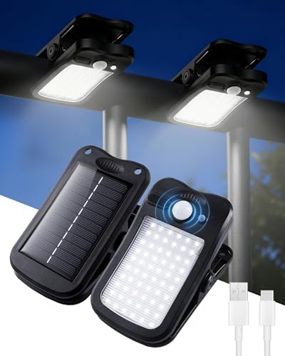 Clip On Solar Lights Outdoor, 60 LEDs Solar Motion Sensor Clamp On Light