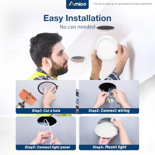Amico 12 Pack 6 Inch Fire Rated LED Recessed Light, 2 HR Fire Rating, 5CCT