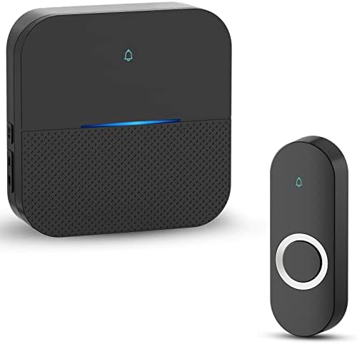 AIDA Lighted Wireless Doorbell for Home, Waterproof Battery Doorbell Wireless 1,000ft Range, 5 Volume Levels with 58 Chimes & LED Flash on Receiver (Black, 1 transmitter & 1 Receiver)