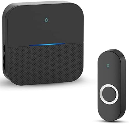 AIDA Lighted Wireless Doorbell for Home, Waterproof Battery Doorbell Wireless 1,000ft Range, 5 Volume Levels with 58 Chimes & LED Flash on Receiver (Black, 1 transmitter & 1 Receiver)