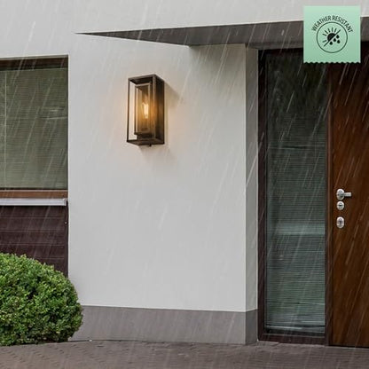 Globe Electric 44228 Montague 1-Light Outdoor Wall Sconce, Bronze, Clear Glass Shade,44228