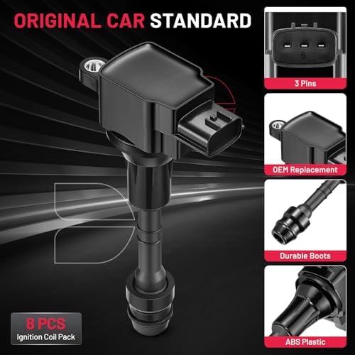 BDFHYK Ignition Coils Pack Compatible with INFINITI QX56,Compatible with Nissan Pathfinder Armada TITAN V8 5.6L Coil for UF510 5C1482 1788335 6734021 C719 CUF510 GN10243 1788335 C1483 IGC0004 Set of 8