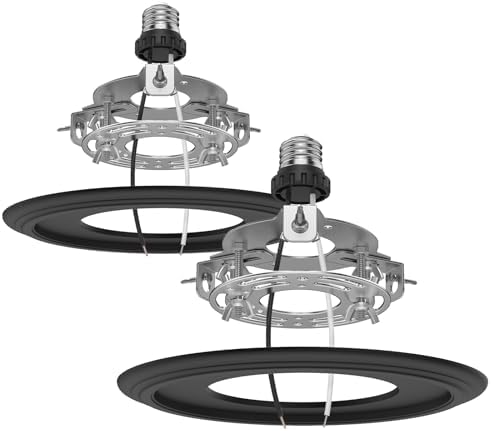 2-Pack Recessed Light to Pendant Converter Kit, Adjustable for 5 and 6 inch Recessed Can Light Conversion Kit, Includes E26 Socket, Triangular Bracket, Round Mounting Plate & 3D Black Cover