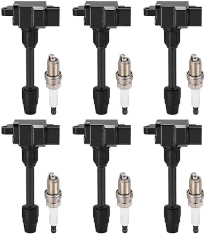 BDFHYK 6 Ignition Coil Pack UF232 and 6 Iridium Spark Plug 5464 Compatible with INFINITI 1996-1999 I30, Compatible with Nissan 1995-1999 Maxima 3.0L V6 Coil for 2244831U00 UF-232