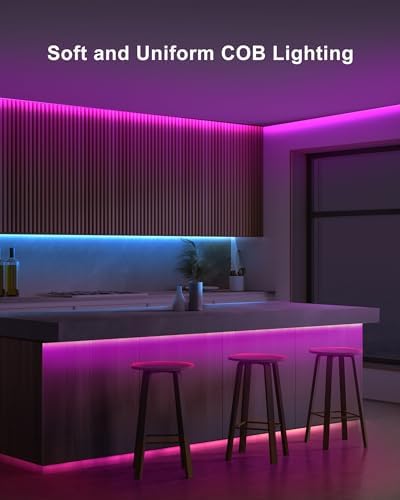 Tatazone 9.84ft Bluetooth RGB COB Led Strip Lights with Remote, Dimmable Smart App Led COB Light Strip, Color Changing Music Sync, Indoor RGB Led Lights Bedroom, Home Decor, Party