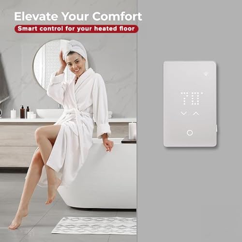 LED Smart Heated Floor Thermostat - WiFi & Touchscreen - 120/240v - Programmable with Voice Control - UWG5-4999 with GFCI & Flooring Sensor