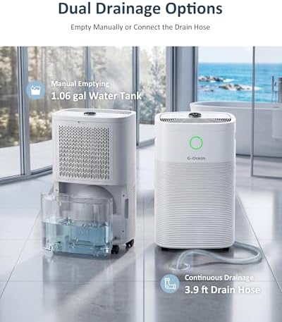 80 Pints/Day Compressor Dehumidifier for Home up to 5,500 Sq.Ft, Dehumidifier with Drain Hose, Humidity Control, 3 Modes, 24H Timer, Water Tank, Child Lock for Bathroom, Basement, Bedroom