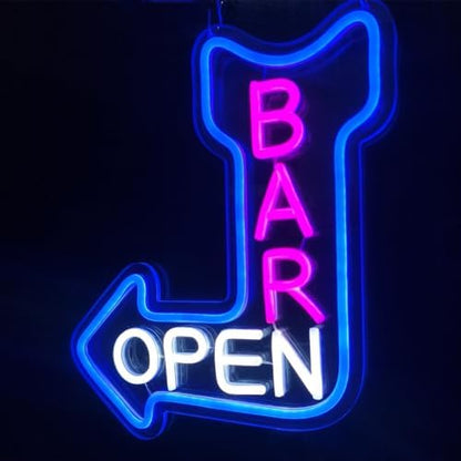 Bar Open Neon Sign Open Arrow Neon Light