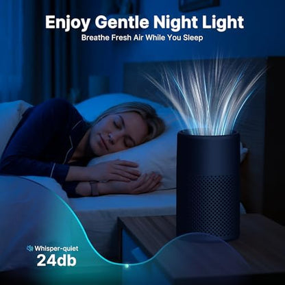 Air Purifiers for Bedroom, Dorm Room, True HEPA Filter for Smoke, Black