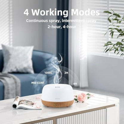 SEEDSEEL 300ML Essential Oil Diffuser with 7-Color LED Lights and Remote Control, Modern Minimalist Design, High-Efficiency Ultrasonic Mist Aromatherapy Diffuser for Home