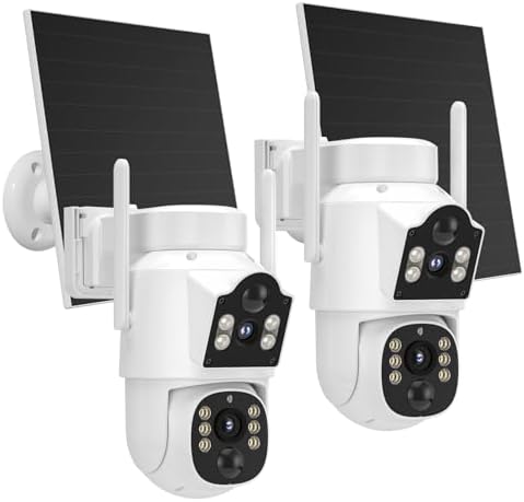 Hiseeu Solar Camera Outdoor, 4MP Dual Lens, Wireless Home Security Camera