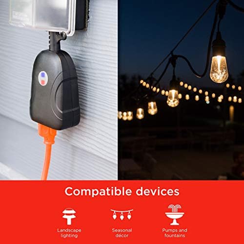 UltraPro Outdoor Smart Plug, 2 Grounded Outlets, Black, 1 Pack