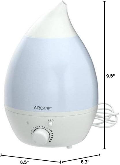 AIRCARE Ultrasonic Cool Mist Humidifier,Whisper-Quiet, Multi Color LED Light, Aroma Therapy Essential Oil Diffuser for Home, Bedroom, Baby, Nursery, Yoga, Spa and Office (white, .33 gal)
