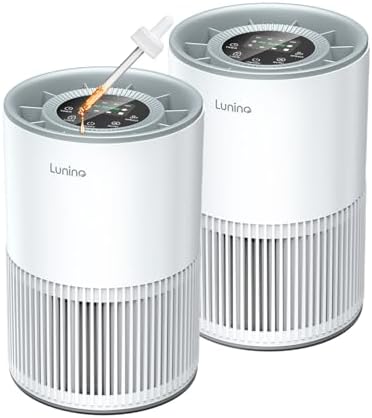 2 Pack Air Purifiers for Home Large Room up to 1200ft², LUNINO Air Purifier for Bedroom with H13 HEPA Washable Filter, Aromatherapy, Air Quality Sensor, Sleep Mode for Smoke, Dust, Pet Dander, Odor