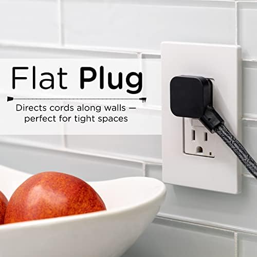 Cordinate Mini 3-Outlet Power Strip, 18 in Braided Extension Cord