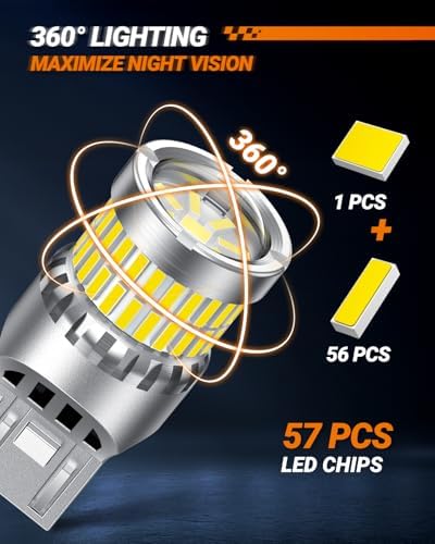 SEALIGHT 7440 7443 LED Bulbs Reverse Lights, Upgraded T20 7444 7441 W21W 992 LED 56-SMD with Projector Lens for Backup Tail Brake Parking Lights, 6000K White, Pack of 2