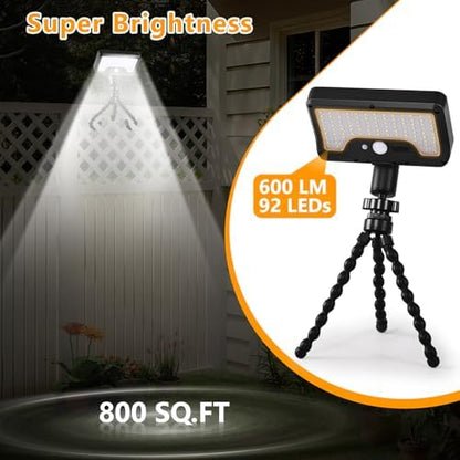Solar Motion Lights Outdoor with Flexible Octopus Tripod (2 Pack, 6000K)